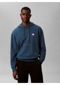 Kapuzensweatshirt Calvin Klein Jeans "400GSM TERRY BADGE HOODIE", Herren, Gr. M, navy teal, Sweatware, Obermaterial: 100% Baumwolle, l&auml;ssig geschnitten normal, Rundhals, eingesetzt Rippb&uuml;ndchen, Sweatshirts Kapuzensweatshirt, Mit Rundhalsausschnitt