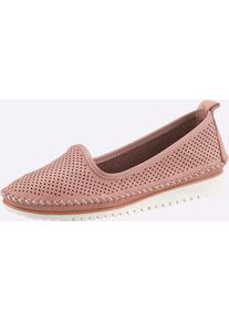 Slipper Heine, Damen, Gr. 36, rosa (altrosa), Leder, Schuhe Slipper