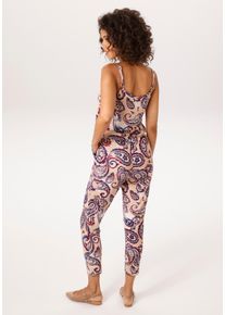 Overall Aniston CASUAL, Damen, Gr. 34, N-Gr, bunt (beige, hellbeige, bordeaux, blau), Single Jersey, Obermaterial: 95% Viskose, 5% Elasthan, Paisley, bedruckt, figurumspielend wadenlang, Overalls Overall, mit gro&szlig;fl&auml;chigem Paisley-Muster im Batik-Look - NEUE KOLLEKTION
