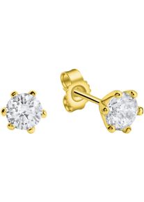 Paar Ohrstecker Firetti "Schmuck Geschenk Gold 375 Ohrschmuck Ohrringe Solit&auml;r", gold (gelbgoldfarben, kristallwei&szlig;, kristallwei&szlig;), Ohrringe, Damen, 6mm, Gelbgold 375, Paar Ohrstecker, mit Zirkonia (synth.)