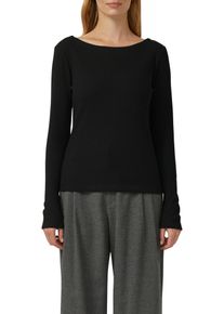 Langarmshirt s.Oliver, Damen, Gr. 38, schwarz, Strick, Obermaterial: 65% Polyester, 35% Viskose, unifarben, normal h&uuml;ftbedeckend, U-Boot-Ausschnitt, Shirts Langarmshirt, mit U-Boot-Ausschnitt