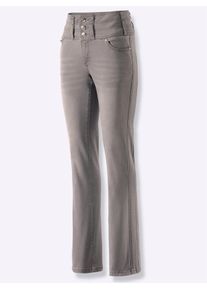 5-Pocket-Jeans Inspirationen, Damen, Gr. 42, Normalgr&ouml;&szlig;en, blau (light grau, denim), 56% Baumwolle, 19% Polyester, 14% Lyocell, 10% Viskose, 1% Elasthan, unifarben, lang, Jeans 5-Pocket-Jeans