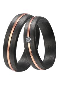 Trauring DOOSTI "Schmuck Geschenk CARBON Trauring Ehering Partnerring LIEBE" Gr. 58, rosa (schwarz, ros&eacute;goldfarben), Fingerringe, Damen, 58, ohne Zirkonia, Carbon, 5mm, Trauring, wahlweise mit oder ohne Zirkonia