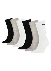 Socken Puma "Puma UNISEX CREW SOCK 6P ECOM", Herren, Gr. 39-42, grau (grau combo), Baumwollmischung, Socken Socken, Cat-Logo, Frottee-Sohle, Ripp-B&uuml;ndchen