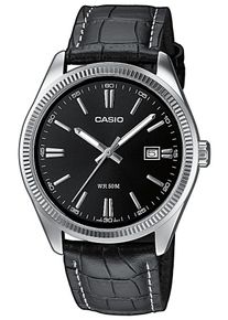 Quarzuhr, schwarz (schwarz, silberfarben), CASIO TIMELESS COLLECTION, Armbanduhren, Damen, Quarzuhr, Armbanduhr, Herrenuhr, Damenuhr, analog, Datum, Lederarmband