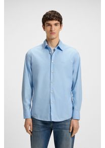 Langarmhemd BOSS Orange "Relegant", Herren, Gr. M, N-Gr, blau (open blau460), Web, Obermaterial: 100% Baumwolle, unifarben, regular fit, hoch geschlossener Ausschnitt, eingesetzt 2-Knopf-Manschette mit Kn&ouml;pfen, Hemden Langarmhemd, mit BOSS Stickerei