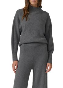 Strickpullover s.Oliver, Damen, Gr. 44, grau melange, Strick, Obermaterial: 50% Baumwolle, 25% Polyamid, 14% Polyacryl, 8% Wolle, 3% Elasthan, meliert, regular fit normal, ohne Ausschnitt, Rippb&uuml;ndchen, Pullover Strickpullover, mit Rippb&uuml;ndchen