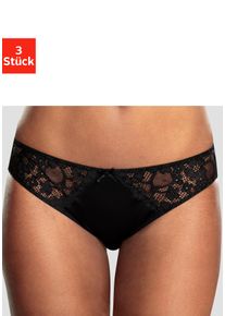 Slip Petite Fleur, Damen, Gr. 44/46, 3 Stk., wei&szlig; (2xwei&szlig;, 1xschwarz), Microtouch, Obermaterial: 86% Polyester, 14% Elasthan, k&ouml;rpernah, Unterhosen Slip, mit leicht transparenter Jacquardspitze an den Seiten, Topseller