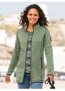 Fleecejacke Casual Looks, Damen, Gr. 54, gr&uuml;n (eucalyptus, schwarz, gemustert), 100% Polyester, Paspelierung:100% Polyester, gemustert, mehrfarbig, meliert, Jacken Fleecejacke