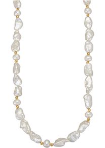 Perlenkette Firetti "Schmuck Geschenk Gold 585 Halsschmuck Halskette Collier Kugeln", gold (gelbgoldfarben, wei&szlig;), Halsketten, Damen, Gelbgold 585 Perlen, L: 50 B: 8mm, Gelbgold 585, Perlen, Perlenkette, mit S&uuml;&szlig;wasserzuchtperle, B:8mm