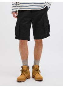 Jack & Jones Cargoshorts JACK & JONES "JPSTCOLE JJJONNIE CARGO SHORTS", Herren, Gr. S, N-Gr, schwarz, Web, Obermaterial: 98% Baumwolle, 2% Elasthan, unifarben, loose fit, Hosen Cargoshorts