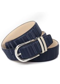 Lederg&uuml;rtel Anthoni Crown, Damen, Gr. 75, blau (dunkelblau), Rindsleder, unifarben, G&uuml;rtel Lederg&uuml;rtel, mit filigraner silberfarbener Dornschlie&szlig;e