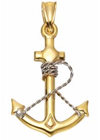 Ankeranh&auml;nger Firetti "Schmuck Geschenk Gold 375 Halsschmuck Anh&auml;nger Halskette "Anker", gold (gelbgold, 375, silberfarben), Schmuckanh&auml;nger, Damen, Gelbgold 375, 1,35 g, Ankeranh&auml;nger