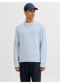 Jack & Jones Rundhalspullover JACK & JONES "JORNORREBRO CATSKILLS KNIT CREW NECK SN", Herren, Gr. M, cashmere blau, Strick, Obermaterial: 59% Polyester, 41% Baumwolle, unifarben, normal, Rundhals, Pullover Rundhalspullover