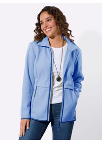 Fleecejacke Casual Looks, Damen, Gr. 44, eisblau, 100% Polyester, unifarben, Jacken Fleecejacke