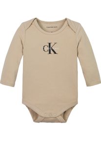 Langarmbody Calvin Klein Jeans "MONOGRAM LS BODY", Jungen, Gr. 62, N-Gr, ancient marble, Jersey, Obermaterial: 93% Baumwolle, 7% Elasthan, unifarben, regular fit, Rundhals, eingesetzt abgesteppte Kante, Bodys Langarmbody, f&uuml;r Babys bis 2 Jahre