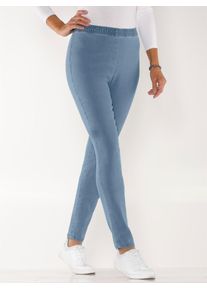 Schlupfjeans Classic Basics, Damen, Gr. 46, Normalgr&ouml;&szlig;en, blau (blau, bleached), 81% Baumwolle, 17% Polyester, 2% Elasthan, unifarben, lang, Jeans Schlupfjeans