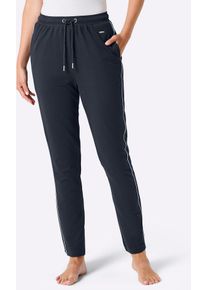 Jogginghose feel good, Damen, Gr. 44/46, Normalgr&ouml;&szlig;en, marine, wei&szlig;, 60% Baumwolle, 40% Polyester, unifarben, Hosen Jogginghose