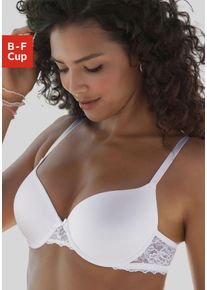 Schalen-BH Lascana, Damen, Gr. 70, Cup E, wei&szlig;, Spitze, Obermaterial: 86% Polyamid, 8% Polyester, 6% Elasthan, BHs Schalen-BH, mit B&uuml;gel und h&uuml;bschem Spitzenr&uuml;cken, sexy Dessous