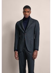 Sakko Bugatti, Herren, Gr. 48, blau (marine), 78% Polyester, 16% Viskose, 4% Wolle, 2% Elasthan, unifarben, slim fit, Manschette, Sakkos Sakko, mit runden Schultern