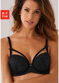 Schalen-BH Petite Fleur Gold "Seduction", Damen, Gr. 90, Cup C, schwarz, Spitze, Obermaterial: 85% Polyamid, 15% Elasthan, BHs Schalen-BH, mit sexy B&auml;nder-Optik, sexy Dessous, Topseller