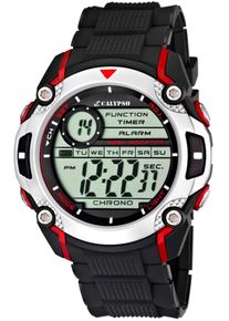 Chronograph Calypso Watches "Digital For Man", schwarz (schwarz, rot), Armbanduhren, Damen, Chronograph, Armbanduhr, Quarzuhr, Herrenuhr, digital, Datum, Stoppfunktion