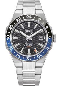 Automatikuhr Citizen "Series 8 GMT", silber (silberfarben, schwarz), Armbanduhren, Damen, Automatikuhr, Armbanduhr,Herrenuhr,Saphirglas,bis 10bar wasserdicht,Edelstahlarmband