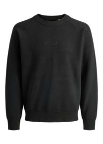 Jack & Jones Strickpullover JACK & JONES "JCOFUSION KNIT CREW NECK", Herren, Gr. M, schwarz, Strick, Obermaterial: 88% Polyester, 12% Nylon, unifarben, relaxed fit normal, Rundhals, Rippb&uuml;ndchen, Pullover Strickpullover