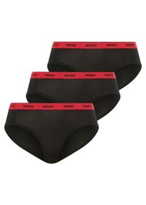 Slip HUGO UNDERWEAR "TRIPLET BRIEF STRIPE", Damen, Gr. XL, 3 Stk., schwarz (schwarz 005), Jersey, Obermaterial: 95% Baumwolle, 5% Elasthan, k&ouml;rpernah, Unterhosen Slip, mit HUGO Logo-Elastikbund