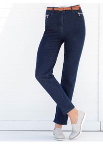 5-Pocket-Jeans Casual Looks, Damen, Gr. 46, Normalgr&ouml;&szlig;en, blau (dunkelblau), 98% Baumwolle, 2% Elasthan, unifarben, lang, Jeans 5-Pocket-Jeans