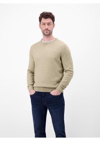 Strickpullover Lerros, Herren, Gr. L, tender beige melange, Strick, Obermaterial: 100% Baumwolle, meliert, regular fit normal, Rundhals, Rippb&uuml;ndchen, Pullover Strickpullover, mit Logo Stickerei