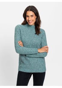 Strickpullover Inspirationen "Pullover", Damen, Gr. 46, blau (ozean, meliert), 43% Polyester, 42% Polyacryl, 11% Polyamid, 4% Wolle, gemustert, mehrfarbig, meliert, Pullover Strickpullover