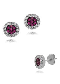Paar Ohrstecker Firetti "Schmuck Geschenk Silber 925 Ohrschmuck Glitzer", rot (silberfarben, wei&szlig;, rot, wei&szlig;, rot), Ohrringe, Damen, 6,5mm, Silber 925 (Sterlingsilber), Paar Ohrstecker, Made in Germany - mit Zirkonia (synth.)