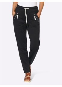 Schlupfhose Casual Looks, Damen, Gr. 46, Normalgr&ouml;&szlig;en, schwarz, 76% Polyester, 20% Viskose, 4% Elasthan, unifarben, lang, Hosen Schlupfhose