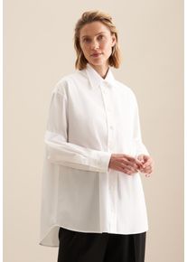 Longbluse Seidensticker "Schwarze Rose", Damen, Gr. L40, wei&szlig;, 100% Baumwolle, unifarben, oversize, ohne Ausschnitt, Blusen Longbluse, 1/1 Kragen Uni