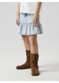 Jeansrock name it "NKFNYNNE SHORT DNM SKIRT 3266-OV H", M&auml;dchen, Gr. 146, blau (light blau denim), Denim/Jeans, Obermaterial: 100% Baumwolle, unifarben, kurz, R&ouml;cke Jeansrock