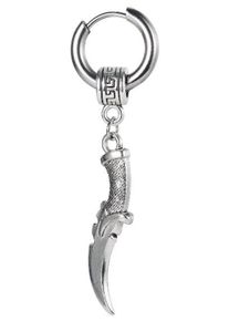 Single-Creole Firetti "Schmuck Geschenk Ohrschmuck einzeln Dolch", schwarz (edelstahlfarben, schwarz), Ohrringe, Damen, 15,3mm, Edelstahl, Single-Creole, Einh&auml;nger abnehmbar