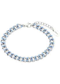 Armband s.Oliver "2037973", bunt (edelstahlfarben, hellblau), Armb&auml;nder, Damen, 20cm, Edelstahl, Armband, mit Emaille