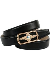 Lederg&uuml;rtel Anthoni Crown, Damen, Gr. 80, schwarz, Leder, unifarben, G&uuml;rtel Lederg&uuml;rtel, mit exclusiver goldfarbener Schlie&szlig;e