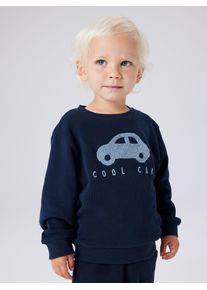 Sweatshirt name it "NMMOBEAR NREG SWEAT UNB", Jungen, Gr. 122/128, schwarz sapphire, Sweatware, Obermaterial: 51% Baumwolle, 35% Polyester, 14% Viskose, bedruckt, unifarben, normal h&uuml;ftlang, Rundhals, Rippb&uuml;ndchen, Sweatshirts Sweatshirt, mit hochwertiger 3D-Stickerei