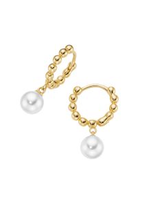 Paar Creolen Firetti "Schmuck Geschenk Silber 925 Ohrschmuck Ohrringe Kugeloptik", gelbgoldfarben, wei&szlig;, Ohrringe, Damen, 6mm, Perlen Silber 925 (Sterlingsilber), Perlen, Silber 925 (Sterlingsilber), Paar Creolen, mit Muschelperle