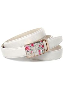 Lederg&uuml;rtel Anthoni Crown, Damen, Gr. 80, wei&szlig;, Leder, unifarben, G&uuml;rtel Lederg&uuml;rtel, mit Sommerfeeling, kleiner Glitzerstein