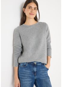 Langarmshirt Cecil, Damen, Gr. L (42), luna grau melange, Jersey, Obermaterial: 50% Polyester, 47% Viskose, 3% Elasthan, Glitzermuster, unifarben, bequem h&uuml;ftbedeckend, U-Boot-Ausschnitt, Shirts Langarmshirt, im Melange-Look und mit Glitzer-Details