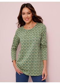 Longshirt Classic Basics "Longshirt", Damen, Gr. 38, gr&uuml;n (lindgr&uuml;n, moos, bedruckt), 100% Baumwolle, gemustert, mehrfarbig, Rundhals, Shirts Longshirt