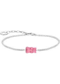 Armband Thomas Sabo "Thomas Sabo x HARIBO: Tennisarmband mit Goldb&auml;r" Gr. 19, rosa (silberfarben, pink, kristallwei&szlig;, pink, kristallwei&szlig;), Armb&auml;nder, Damen, 19, Silber 925 (recycelt), Armband, mit Zirkonia (synth.), Kristallglas