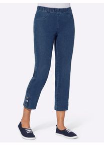 7/8-Jeans Classic Basics, Damen, Gr. 46, Normalgr&ouml;&szlig;en, blau (blau, stone, washed), 81% Baumwolle, 17% Polyester, 2% Elasthan, unifarben, 7/8-L&auml;nge, Jeans 7/8-Jeans
