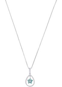 Kette mit Anh&auml;nger Amor "Blume", silberfarben, t&uuml;rkis, wei&szlig;, Halsketten, Damen, Silber 925 (Sterlingsilber), L: 42 B: 1mm, Kette mit Anh&auml;nger, mit Zirkonia (synth.), B:1mm