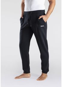 Sweathose BENCH. LOUNGEWEAR, Herren, Gr. 44/46 (S), N-Gr, schwarz, angeraute Sweatware, Obermaterial: 60% Baumwolle, 40% Polyester, unifarben, Basic, bequem lang, Hosen Sweathose, mit Logoprint, Topseller