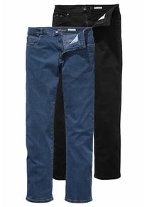 Stretch-Jeans Arizona "John", Herren, Gr. 46, N + U Gr, schwarz (schwarz, blau s), Obermaterial: 98% Baumwolle, 2% Elasthan, Basic, normal lang, Jeans Stretch-Jeans, gerade Beinform, niedrige Leibh&ouml;he, mit Five-Pocket-Konfiguration, Topseller
