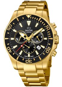 Chronograph Jaguar, gold (goldfarben, schwarz), Armbanduhren, Herren, Chronograph, Armbanduhr, Quarzuhr, Herrenuhr, Stoppfunktion, Saphirglas, Swiss Made